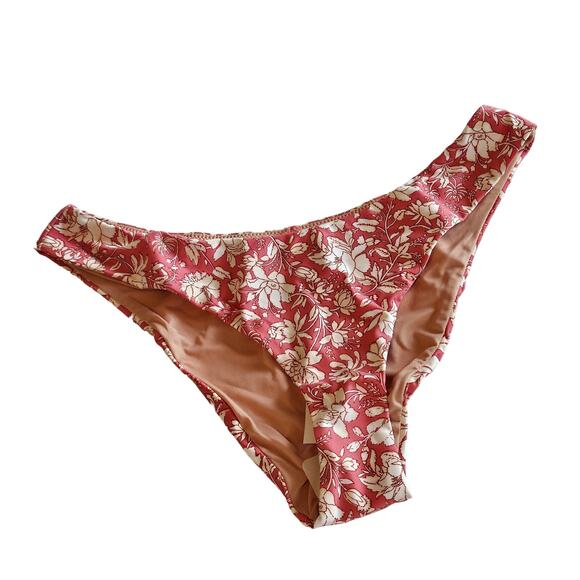J Crew Curved-waist Cheeky Bikini Bottom Pink Floral Women's Medium Swim Beach - Picture 1 of 5